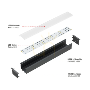 TEKKNI HEDE infällt LED-profilset, svart, opal kåpa 2,02 m small 7