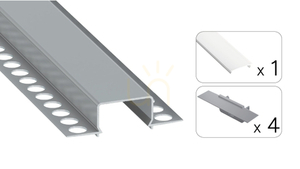 TEKKNI HORST LED-profilset silveranodiserad med mjölkvit PC-kåpa 2,02 m 38-1240-20 small 1