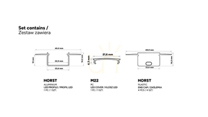 TEKKNI HORST silver set, 2 m transparent lampskärm small 2