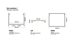 TEKKNI NORS set svart, transparent lampskärm 2 m small 2