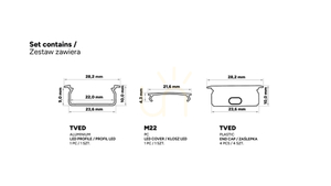 TEKKNI TVED silver set, 2 m transparent lampskärm small 2