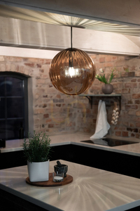 Pendant Light Markslöjd Fengari Amber Glass Antique Brass 35 cm 108763 small 1