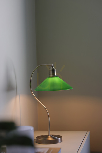 Kontrollera Bordslampa Markslojd Vela 108864 grön antik mässing