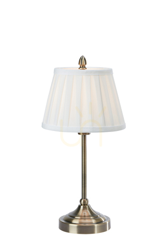 Kontrollera Bordslampa Markslojd OXFORD 108973 antik mässing/vit 38,5 cm