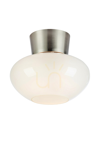 Kontrollera Plafond Markslojd Malaga 25 cm vit satin nickel stål 109025