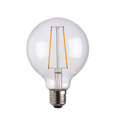 Kontrollera E27 LED glödtrådsglob transparent Endon 2W 13,5 cm glas stål