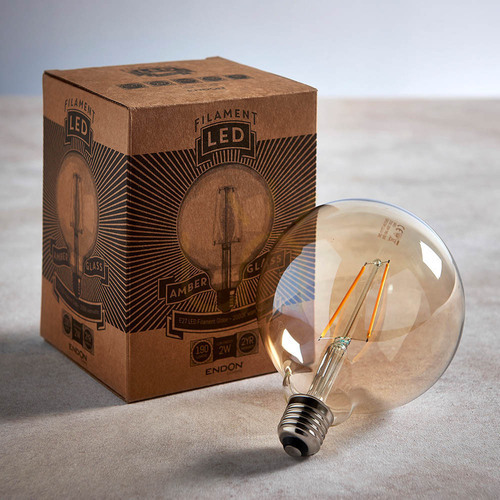 Kontrollera E27 LED filament globlampa bärnsten Endon