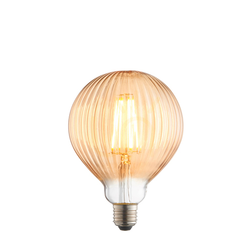 Kontrollera Ribb dekorativ LED-lampa E27 4W 400lm 2000K bärnsten glob G125 Ø12,5 cm 80179 Endon