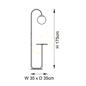 Stående lampa Endon Halo svart stål glas 175 cm E14 small 2