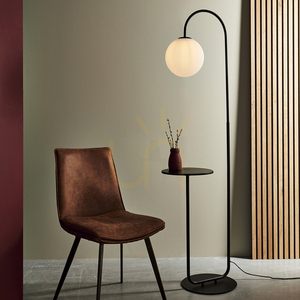 Stående lampa Endon Halo svart stål glas 175 cm E14 small 3