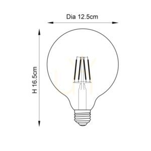 E27 LED filament globe amber Endon 6W dimbar small 1