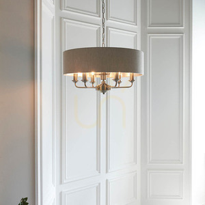 Pendellampa Endon Highclere Beige 6-armad E14 Tyg 55 cm small 4