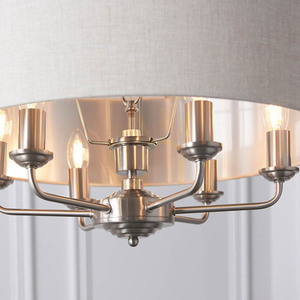 Pendellampa Endon Highclere Beige 6-armad E14 Tyg 55 cm small 7