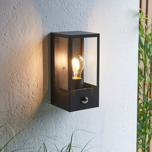 Kontrollera Vägglampa Endon Oxford PIR svart rostfritt stål glas E27