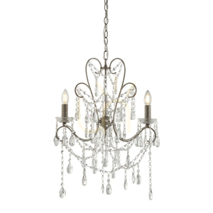 Endon Berkley pendellampa antiksilver kristallglas 3xE14 small 0