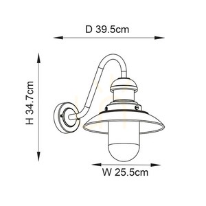 Vägglampa Endon Hereford svart E27 aluminium glas rostfritt stål small 1