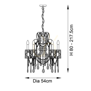 Endon Berkley 96209 ljuskrona, antiksilver, glas, 5×E14, 54 cm small 2