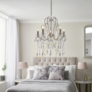 Endon Berkley 96209 ljuskrona, antiksilver, glas, 5×E14, 54 cm small 5