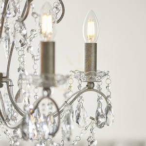 Endon Berkley 96209 ljuskrona, antiksilver, glas, 5×E14, 54 cm small 9