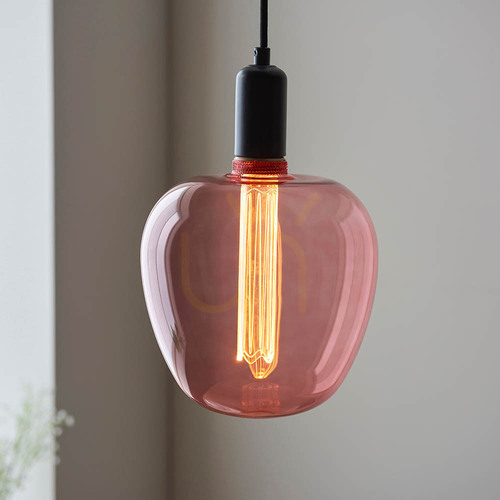 Kontrollera Roves Endon rosa bordslampa E27 glas stål 24,5 cm