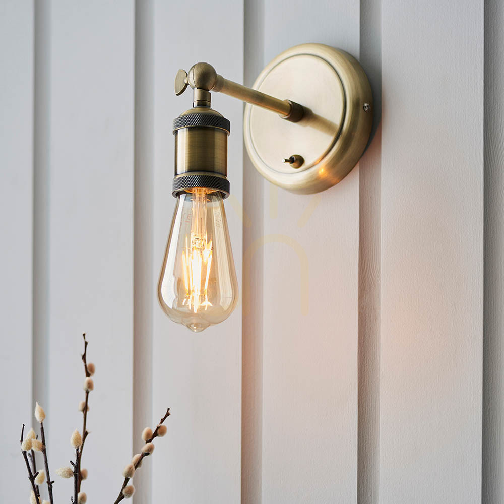 Display Vägglampa Endon Hal Mässing E27 Dimmbar Stål Vägglampa Endon Hal Mässing E27 Dimmbar Stål