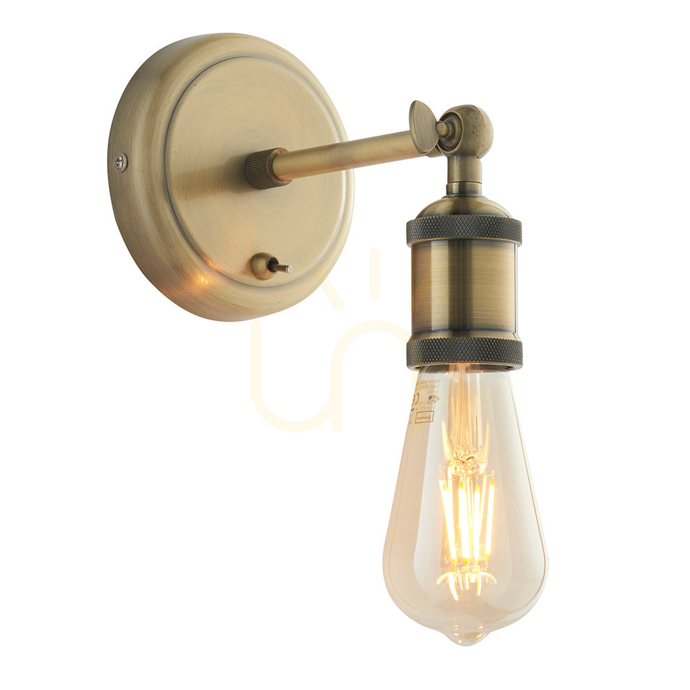 Kontrollera Vägglampa Endon Hal Mässing E27 Dimmbar Stål Vägglampa Endon Hal Mässing E27 Dimmbar Stål