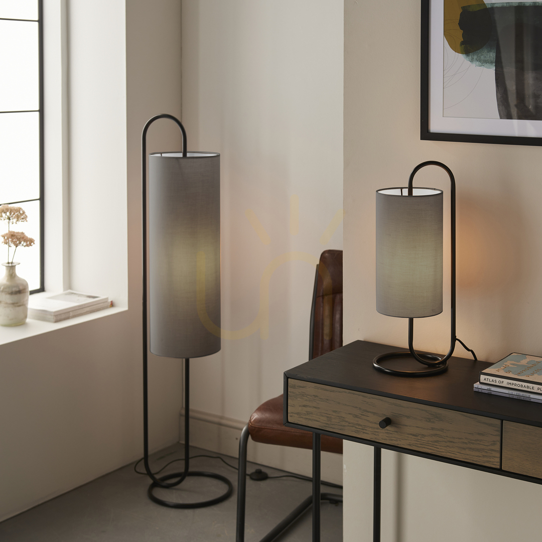 Display Bordslampa Endon Klip grå stål tyg E27 50 cm Bordslampa Endon Klip grå stål tyg E27 50 cm