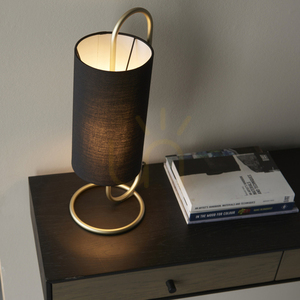 Endon Klip bordslampa i antikmässing med svart textilskärm E27, 50 cm small 5