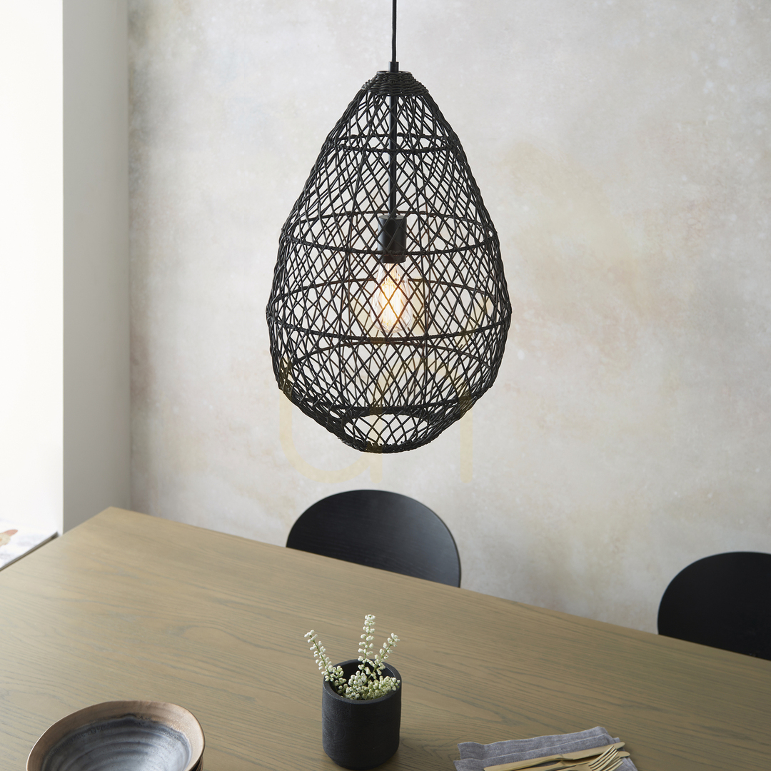 Kontrollera Taklampa Endon Pimva Svart Rotting 35 cm E27 Taklampa Endon Pimva Svart Rotting 35 cm E27