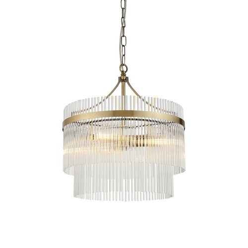 Kontrollera Taklampa Endon Marietta 99167 antik mässing 3xE14 glasstavar Ø40 cm
