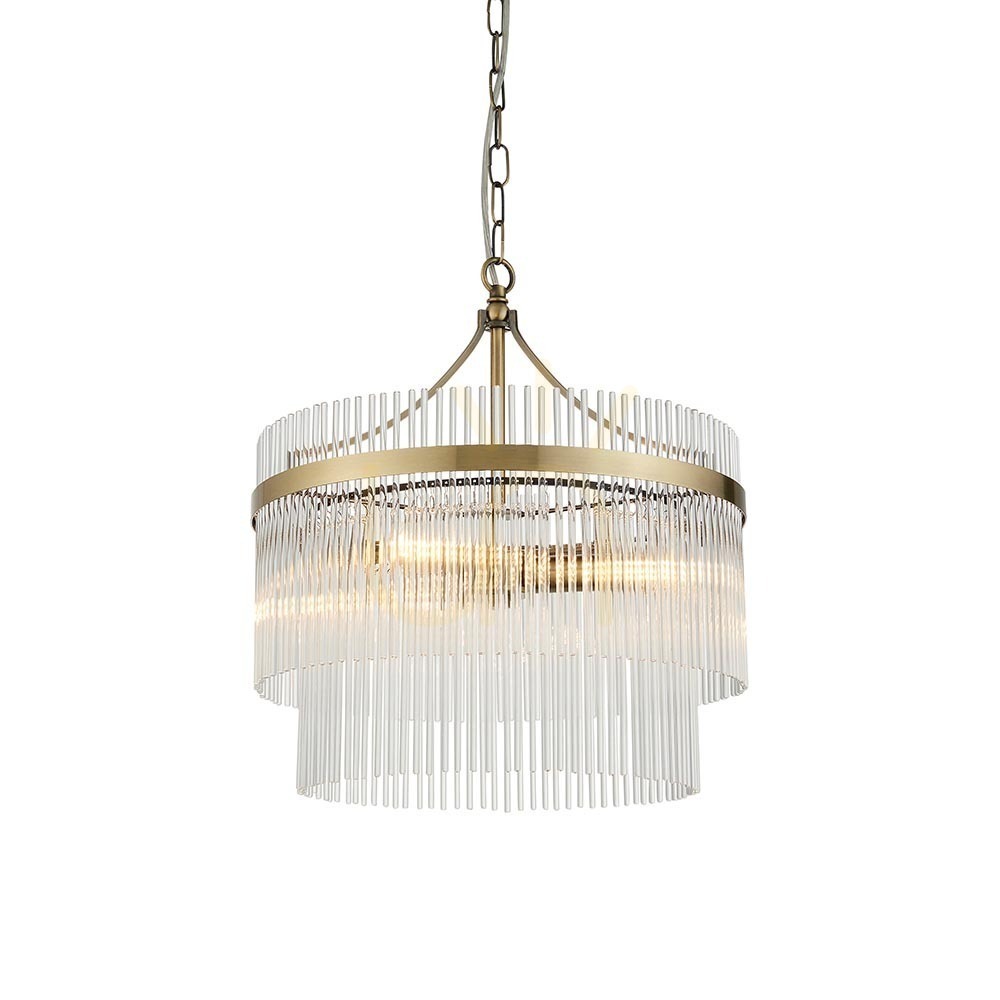 Kontrollera Endon Marietta pendellampa mässing 3L E14 glas 40 cm Endon Marietta pendellampa mässing 3L E14 glas 40 cm