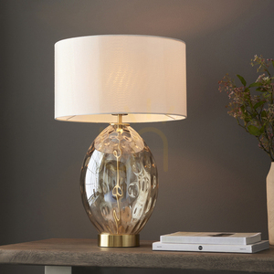Bordslampa Endon Elin Dimple Mässing Vintage Vit Tyg 53,5 cm small 3