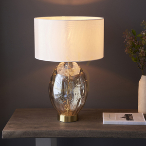 Bordslampa Endon Elin Dimple Mässing Vintage Vit Tyg 53,5 cm small 4