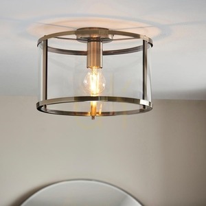Plafond Endon Hopton mässing E27 31 cm stål glas small 3
