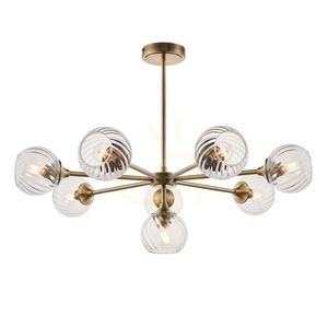 Pendellampa Endon Allegra mässing 8-ljus E14 stål glas 77 cm small 0