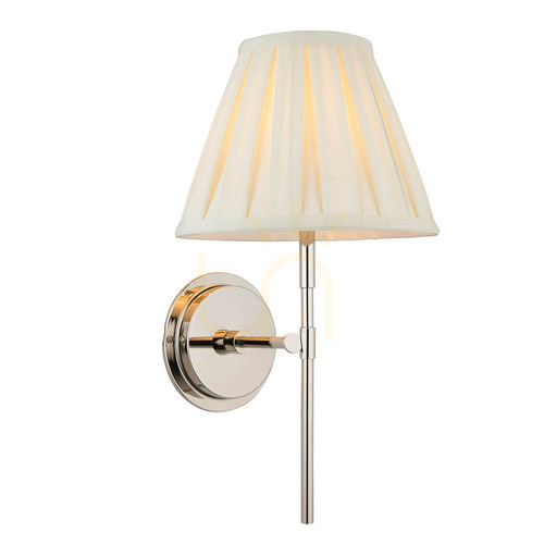 Kontrollera Vägglampa Endon Rennes Carla silver med grädde lampskärm