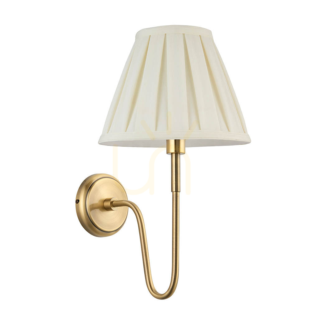 Utsikt Vägglampa Endon Rouen Carla mässing och grädde E27 49 cm Vägglampa Endon Rouen Carla mässing och grädde E27 49 cm