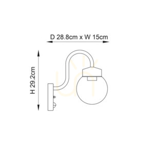 Vägglampa Endon Svart Aluminium Glas E27 29,2 cm small 2