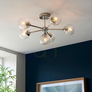 Taklampa Endon Allegra Silver 6-Ljus E14 Dimbbar Stål Glas 64 cm small 4
