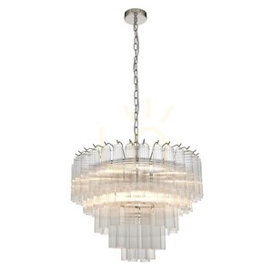 Hängande lampa Endon Toulouse silver 12 ljuspunkter G9 stål glas 50 cm small 1