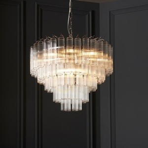 Hängande lampa Endon Toulouse silver 12 ljuspunkter G9 stål glas 50 cm small 3