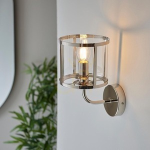 Vägglampa Endon Hopton Silver Stål Glas E14 Dimbart 1 Ljuspunkt small 4