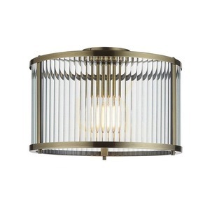 Plafond Endon Ridgeton Mässing Ø31 cm E27 Glas Stål small 0