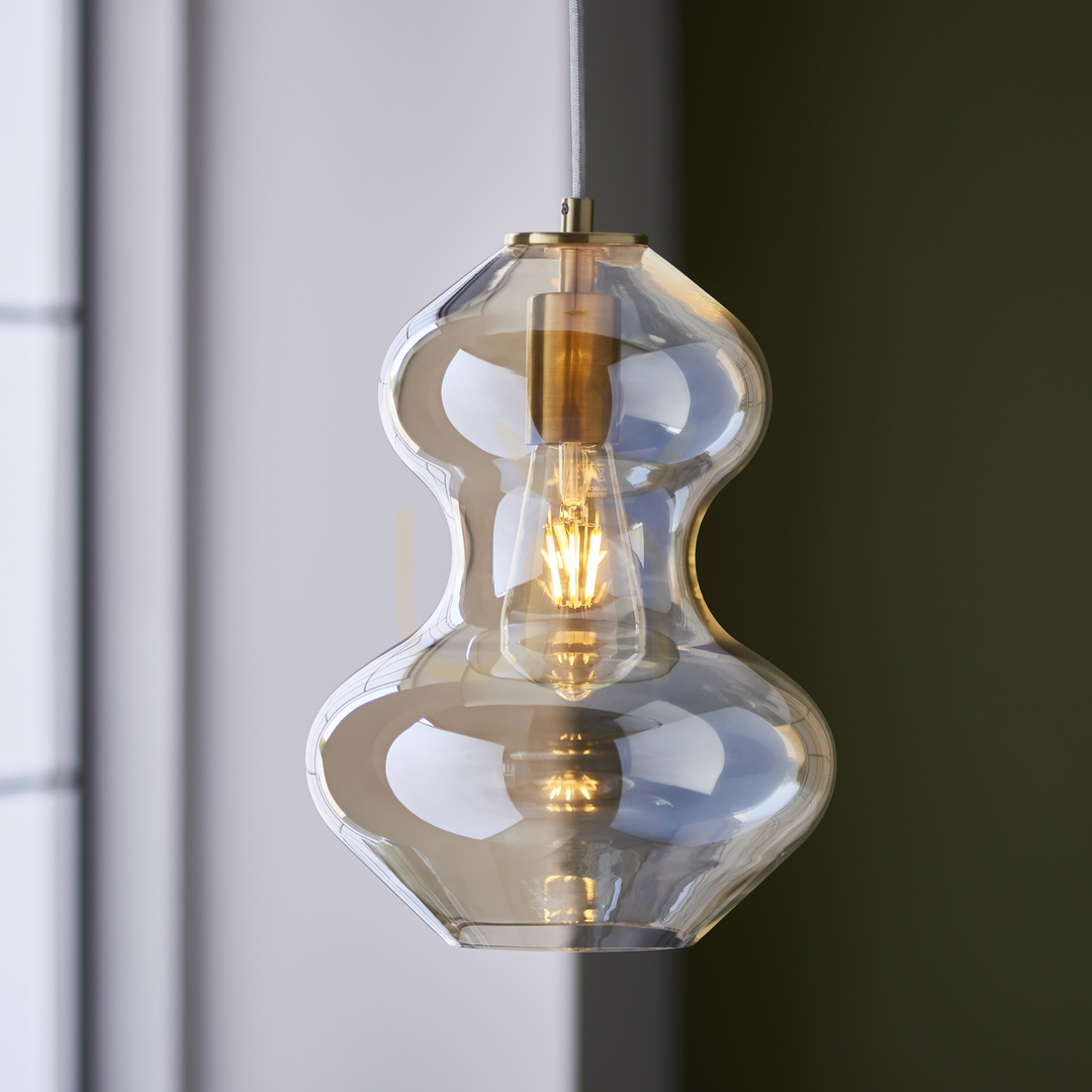 Display Pendellampa Endon Kelda mässing glas E27 dimbar 23 cm Pendellampa Endon Kelda mässing glas E27 dimbar 23 cm