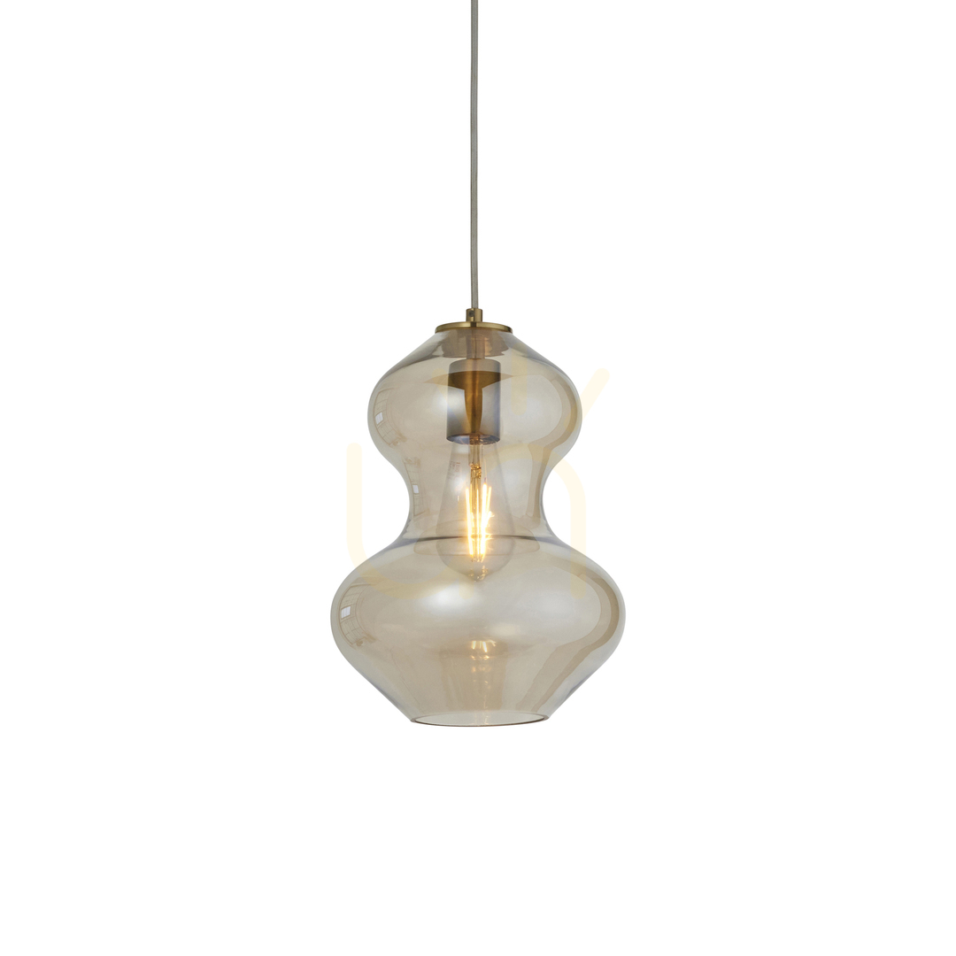 Kontrollera Pendellampa Endon Kelda mässing glas E27 dimbar 23 cm Pendellampa Endon Kelda mässing glas E27 dimbar 23 cm