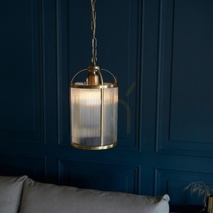 Pendant Light Endon Brass Ribbed Glass E27 Dimmable 20 cm small 3