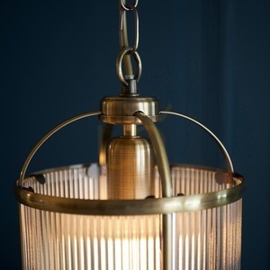 Pendant Light Endon Brass Ribbed Glass E27 Dimmable 20 cm small 6