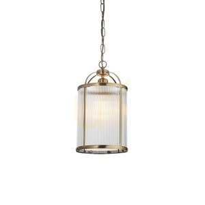 Pendant Light Endon Brass Ribbed Glass E27 Dimmable 20 cm small 0