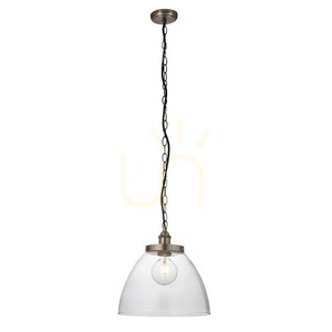 Pendellampa Endon Hansen Grand Silver E27 33 cm Stål Glas small 1