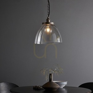Pendellampa Endon Hansen Grand Silver E27 33 cm Stål Glas small 4